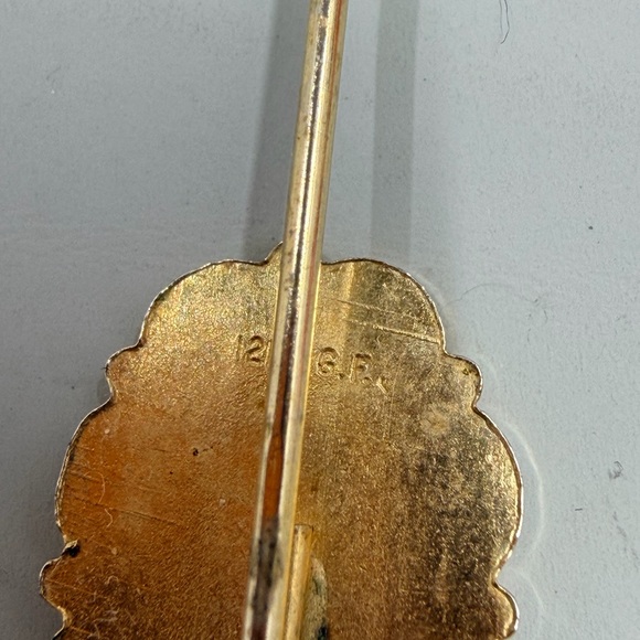 12k Yellow Gold Filked Vintage Floral Hat Pin / Brooch - Picture 5 of 6